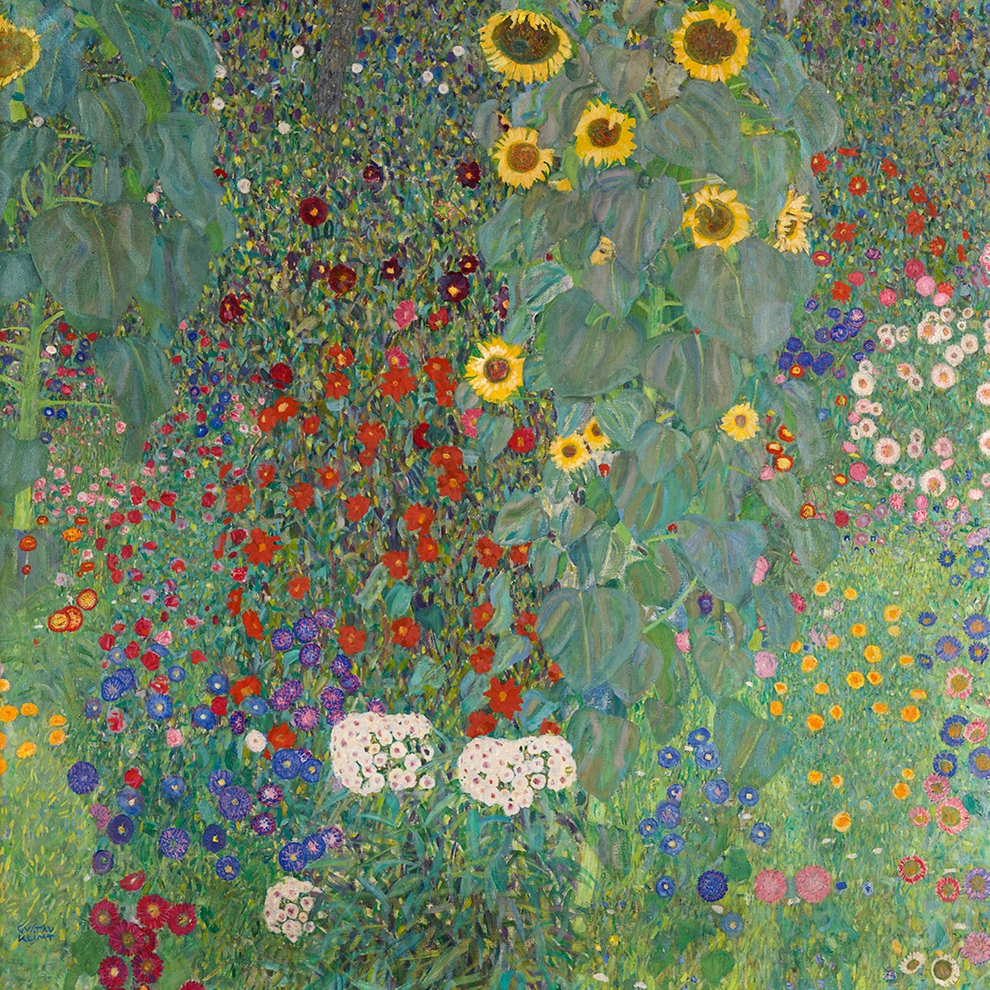Gustav Klimt's Farm Garden with Sunflowers (1907) famous painting