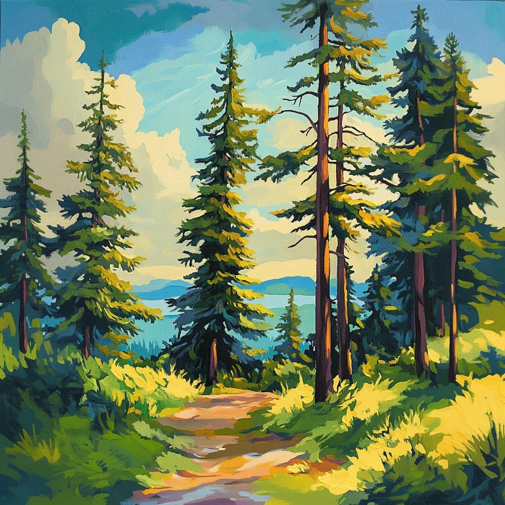 Evergreen Trees,Forest Vintage