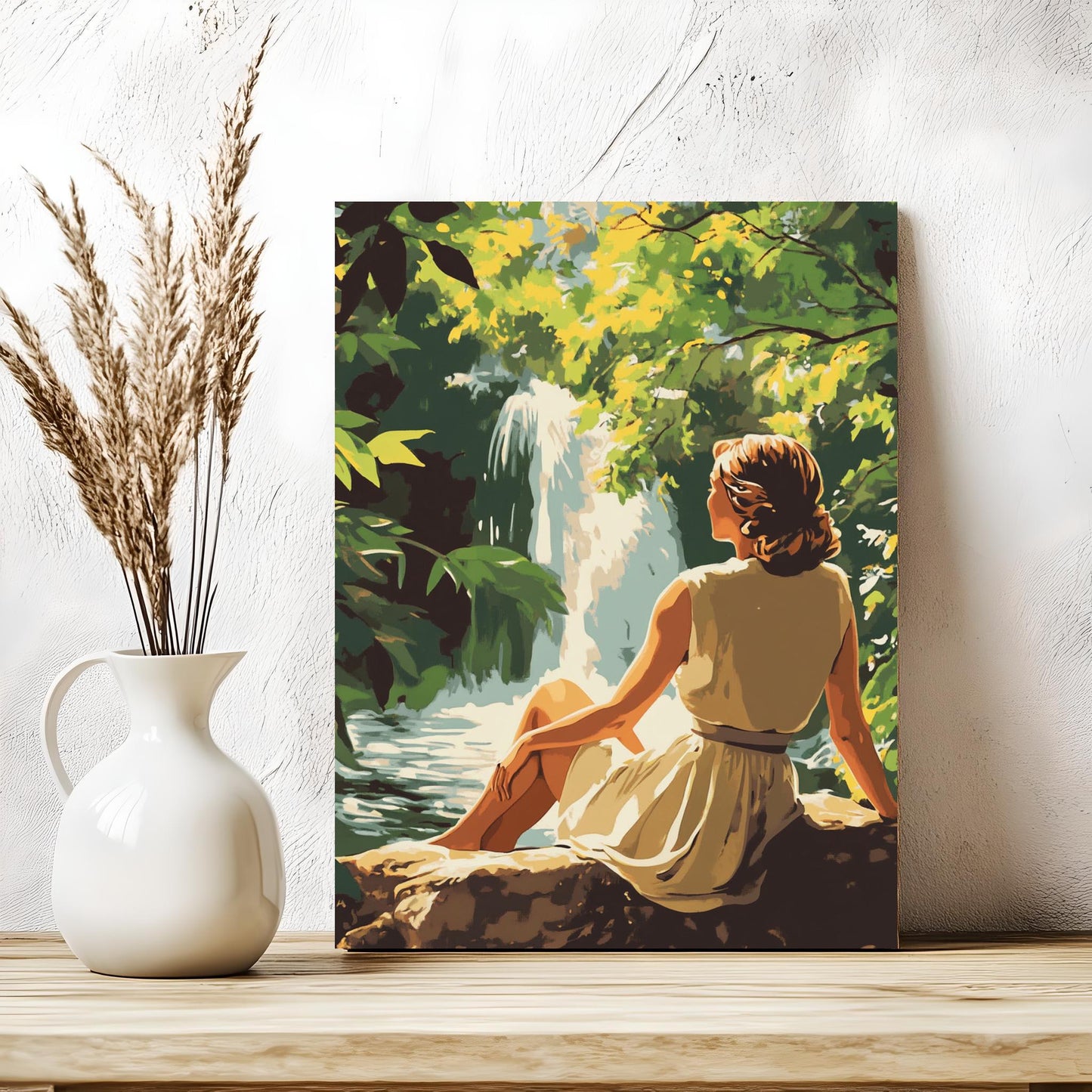Relaxing vintage style Forest Waterfall