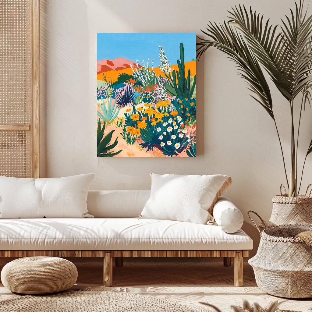 Desert Botanical West Texas Cactus Yucca Agave Roses,Vintage