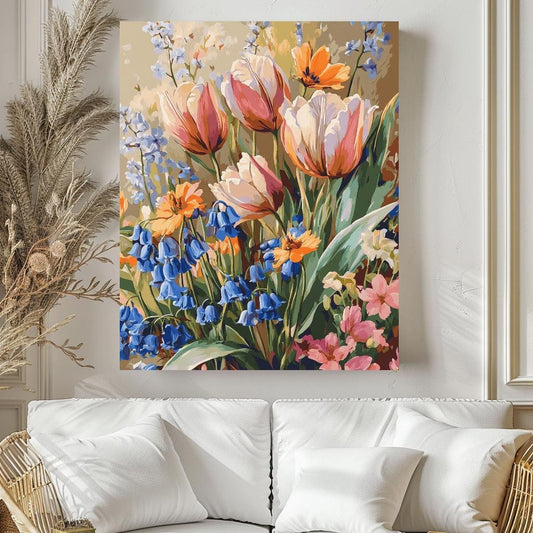 Bluebells and Tulips Flowers