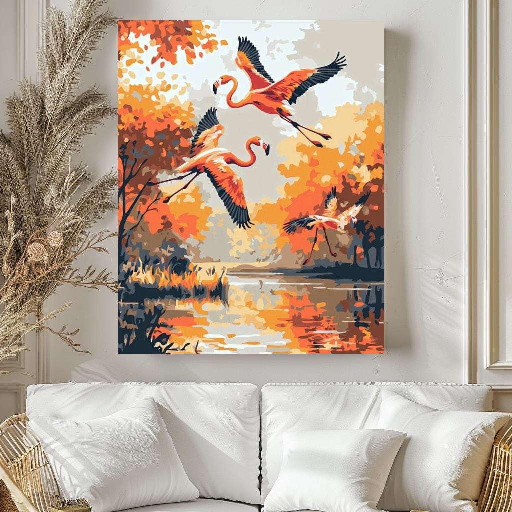 Flying Flamingoes Birds