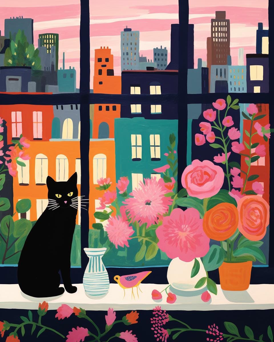 cat sitting by the window