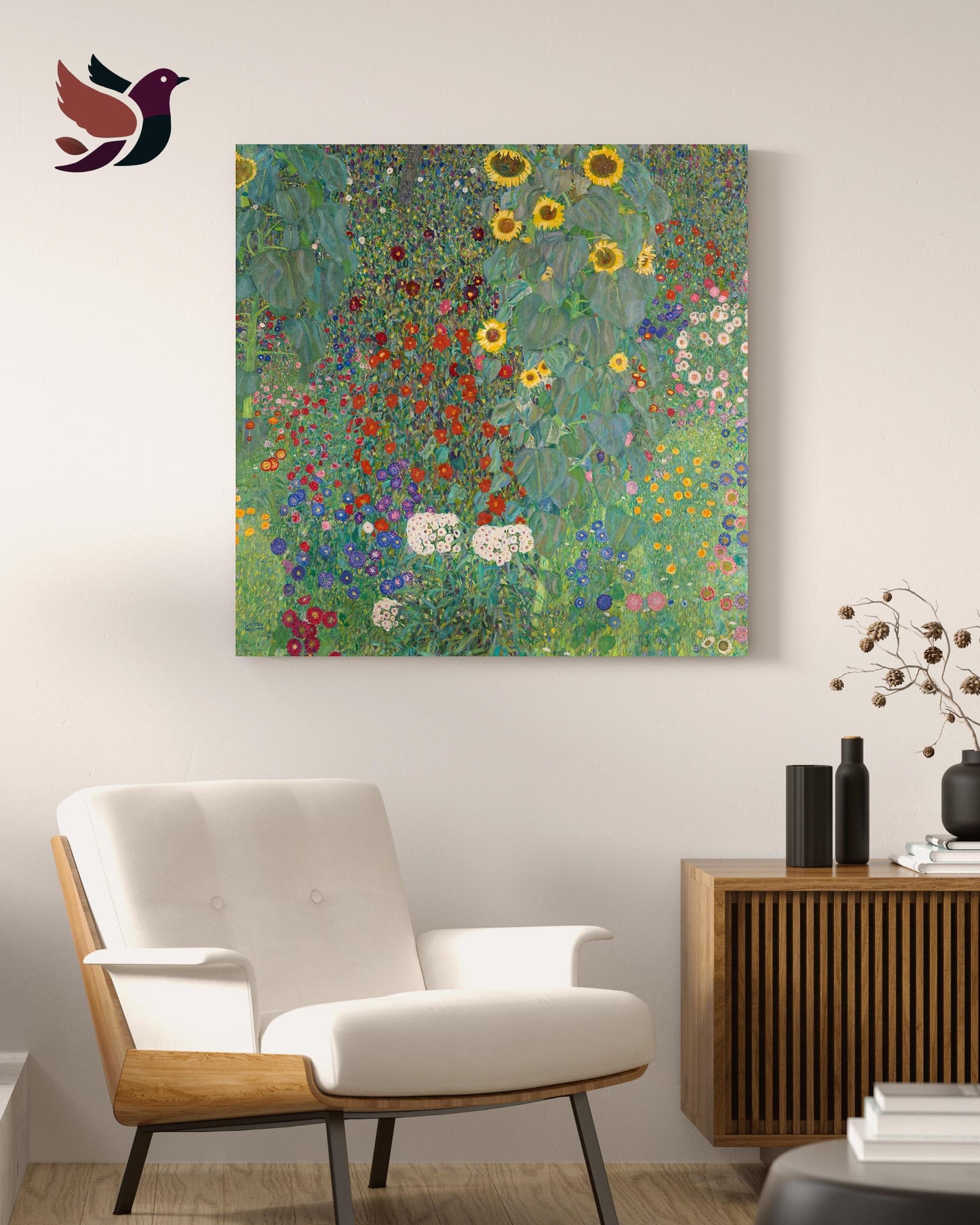 Gustav Klimt's Farm Garden with Sunflowers (1907) famous painting