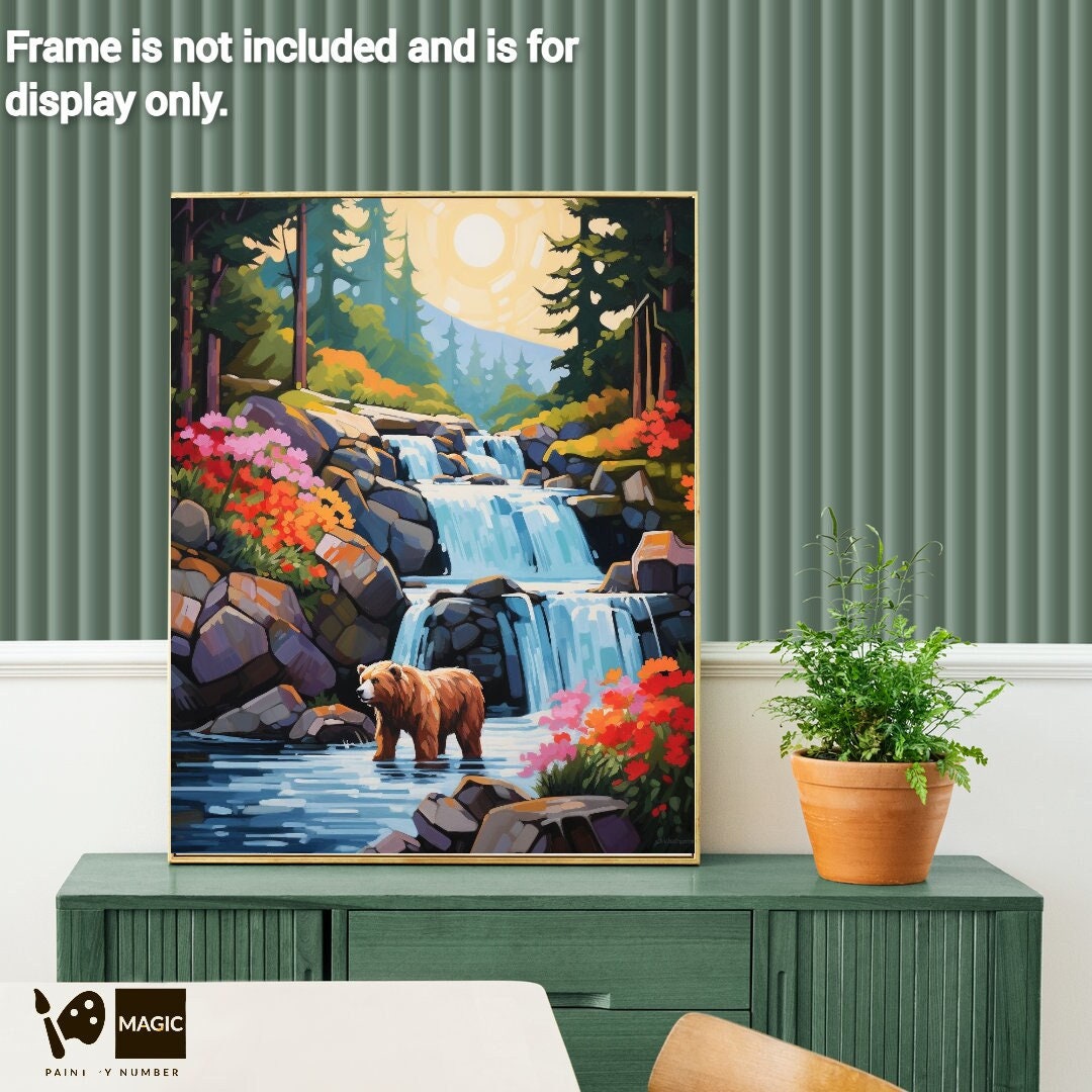 Bear Crossing the River landscape