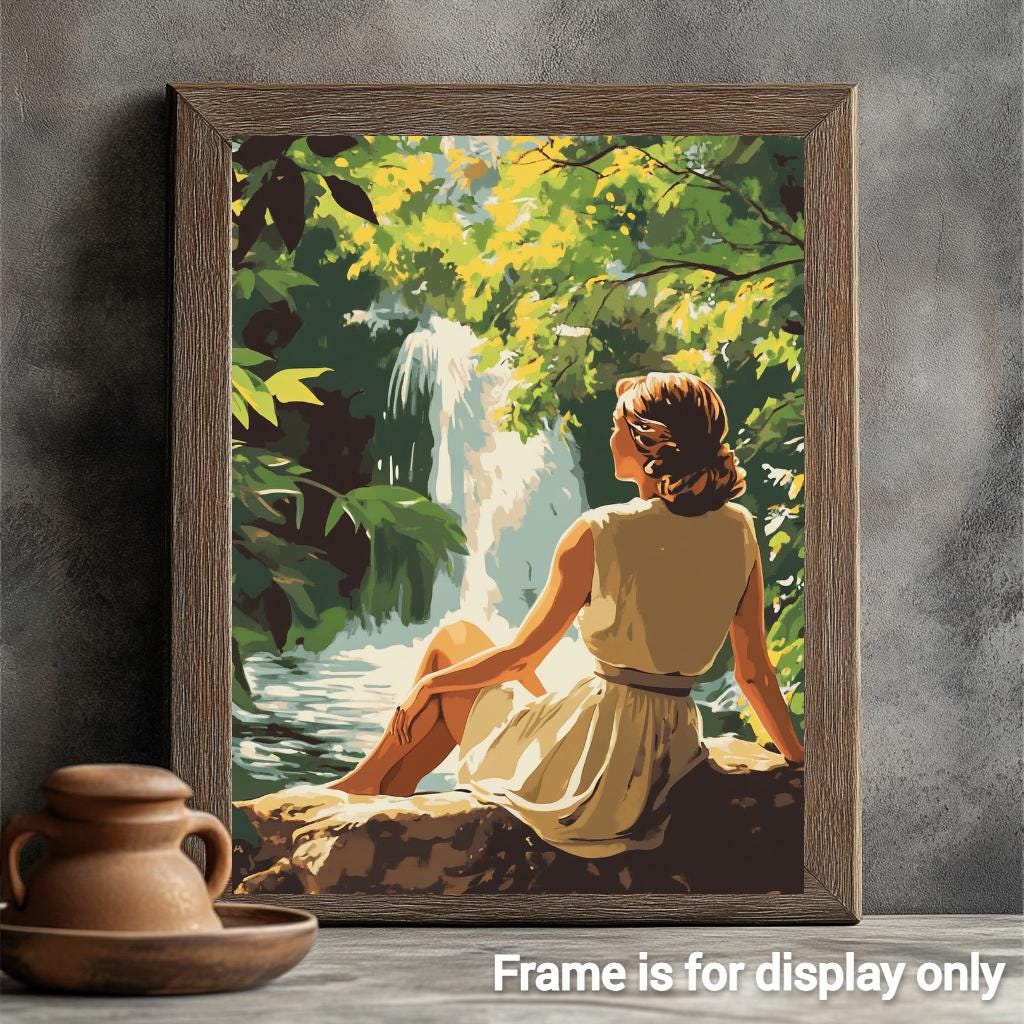 Relaxing vintage style Forest Waterfall