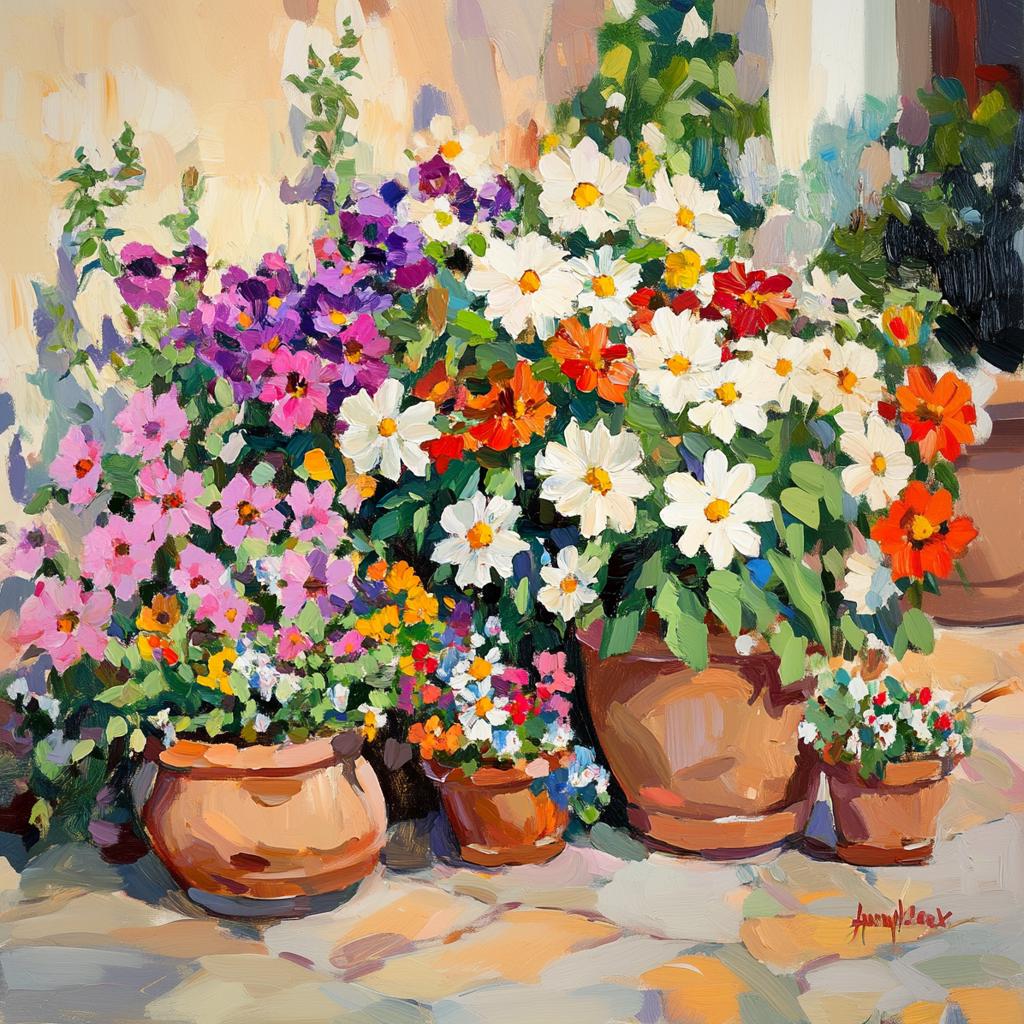 petunias, daisies flowers