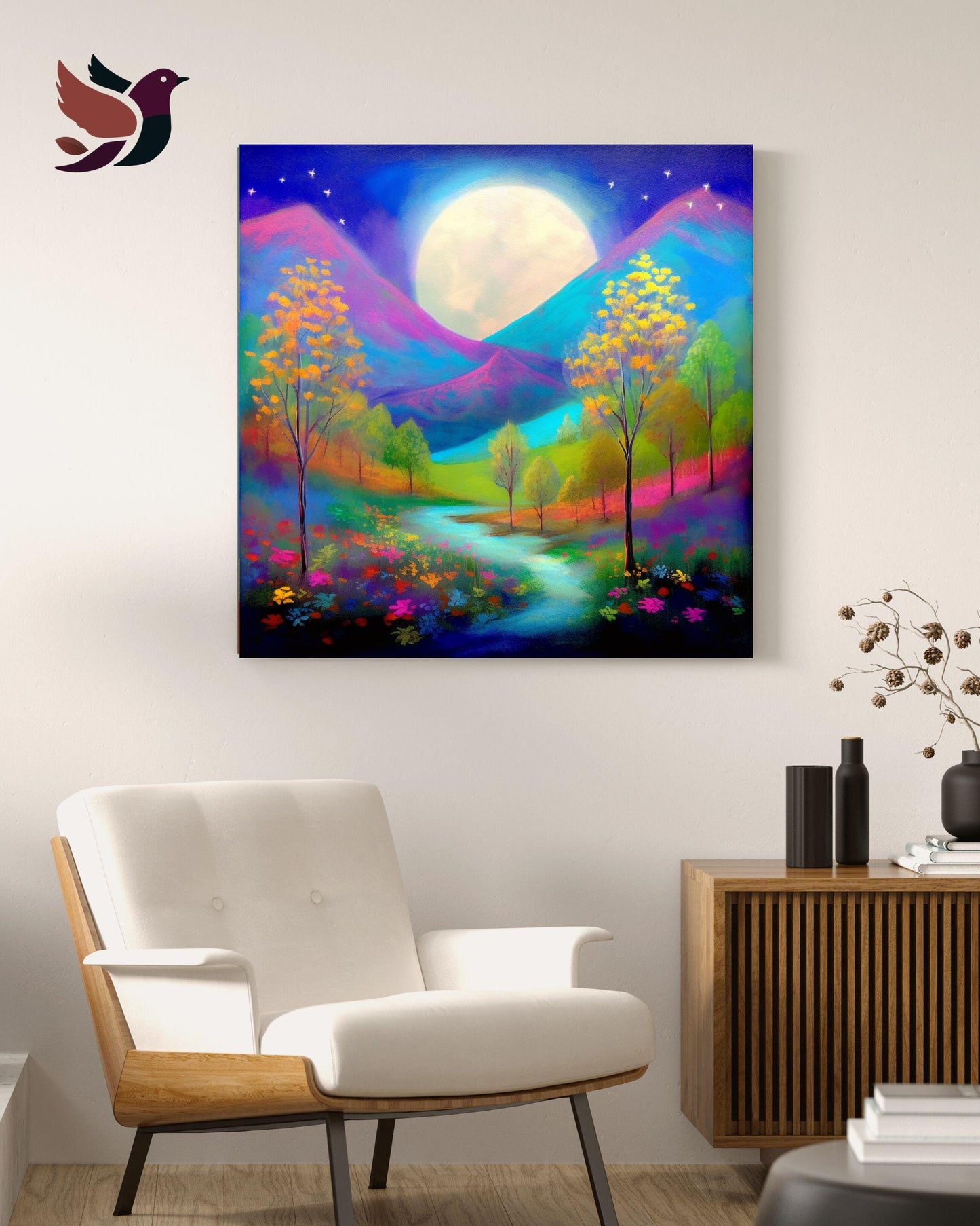 Super Moon Night Sky - Rainbow Mountains