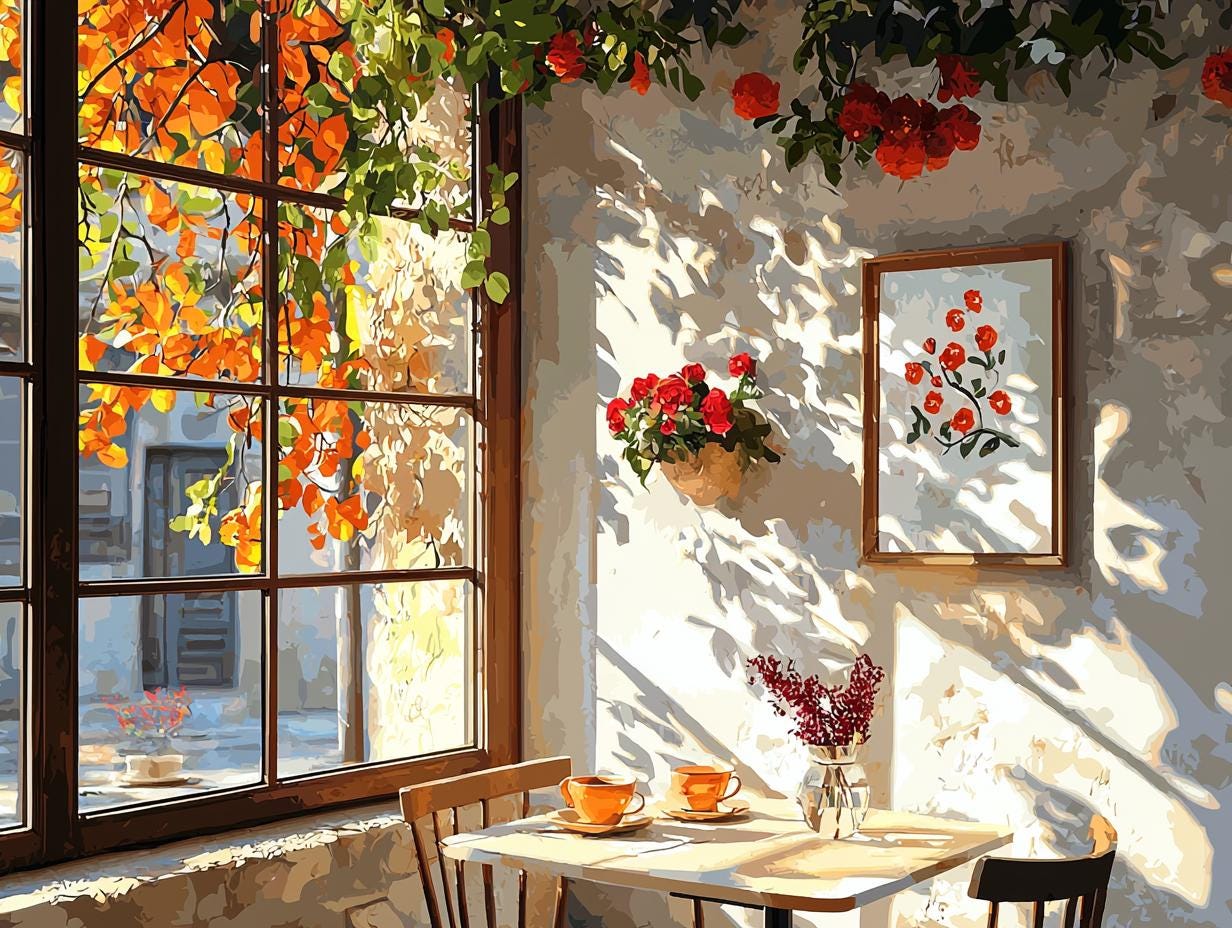 Cozy Morning Cafe European Landscape