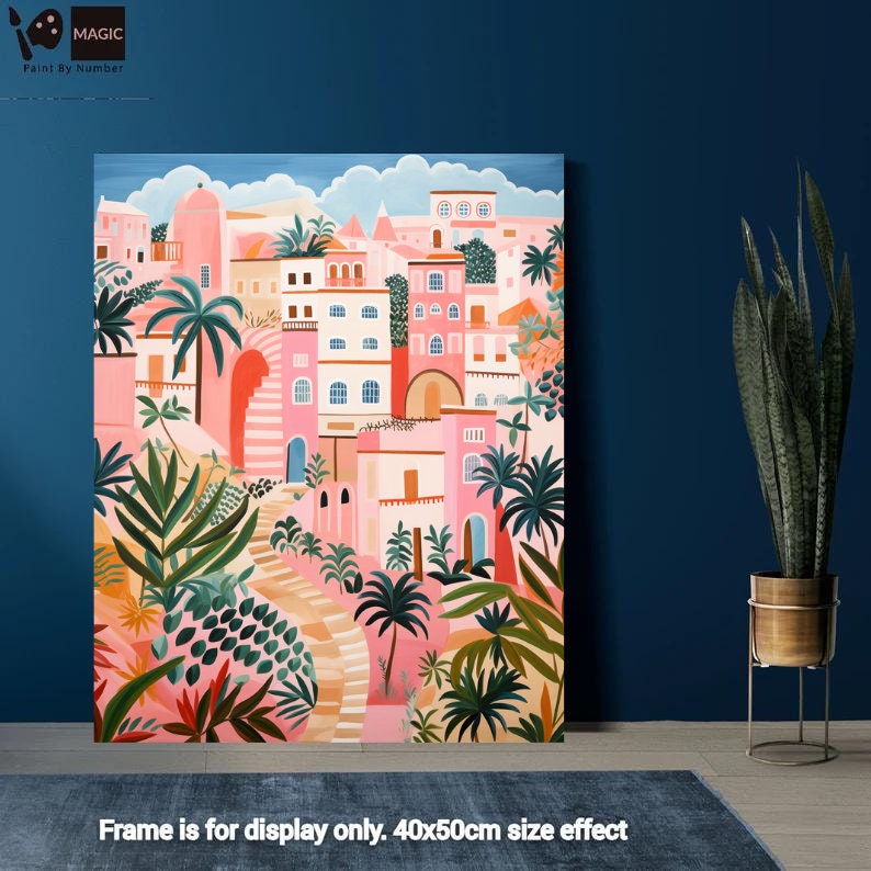 City Landscape with Palm Trees