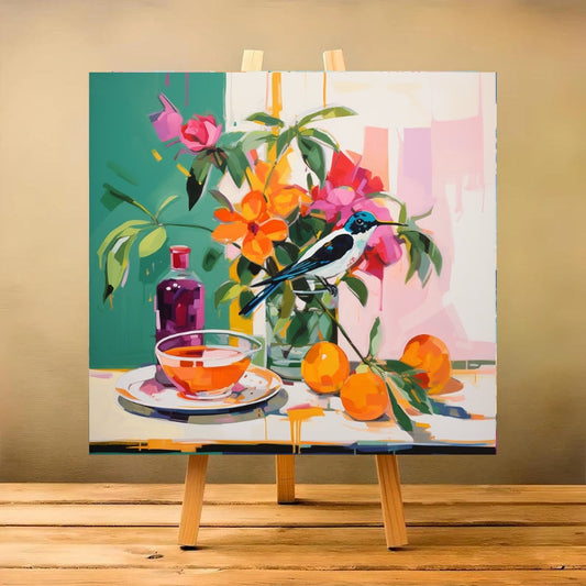 Vibrant Colors Blue Bird,Lemon twigs Still Life