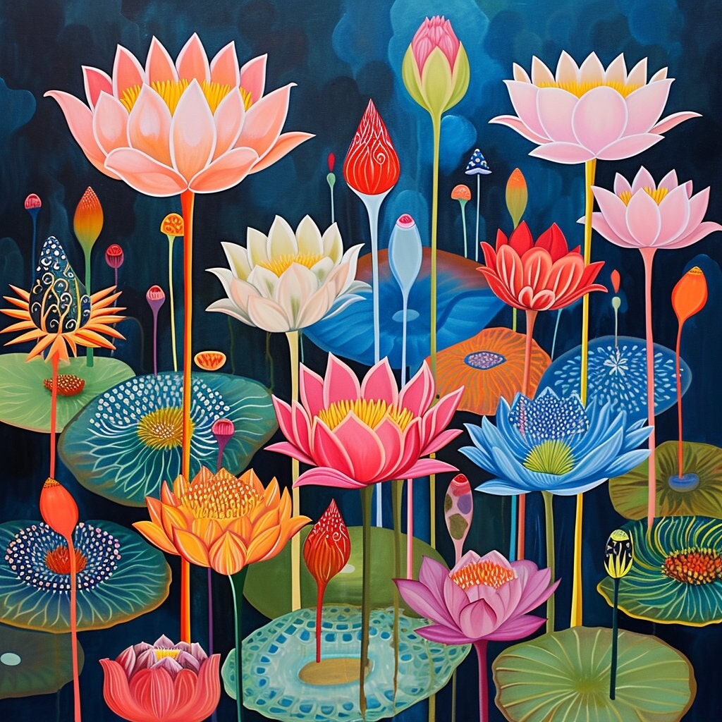 Tranquil Lotus Pond Flowers