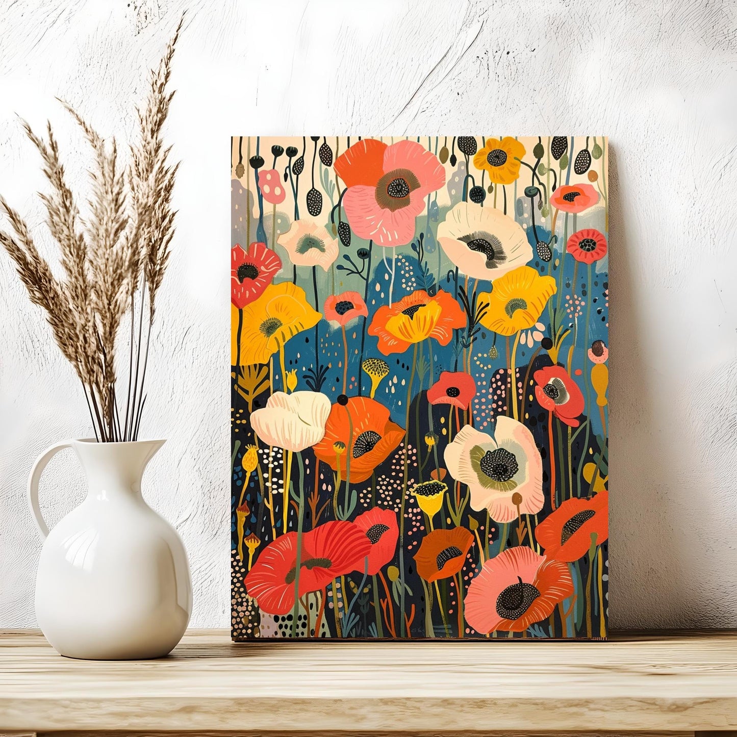 California Poppy, Fuchsia, Cosmos Flowers