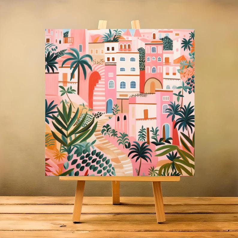 City Landscape with Palm Trees