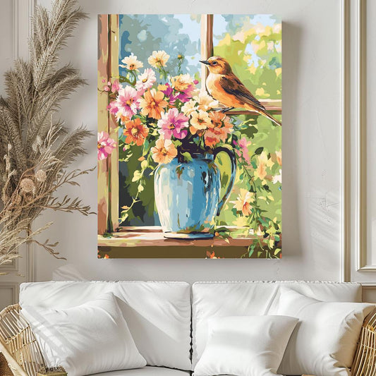 Bird on a Flower vase still life