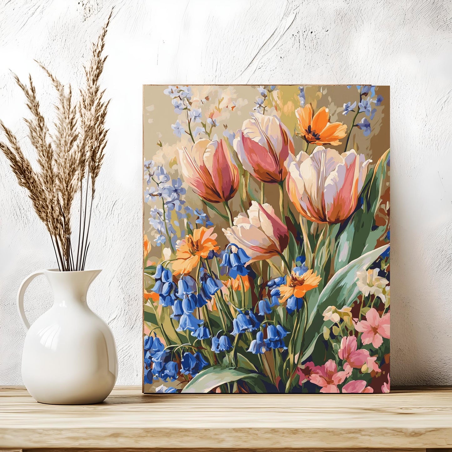 Bluebells and Tulips Flowers
