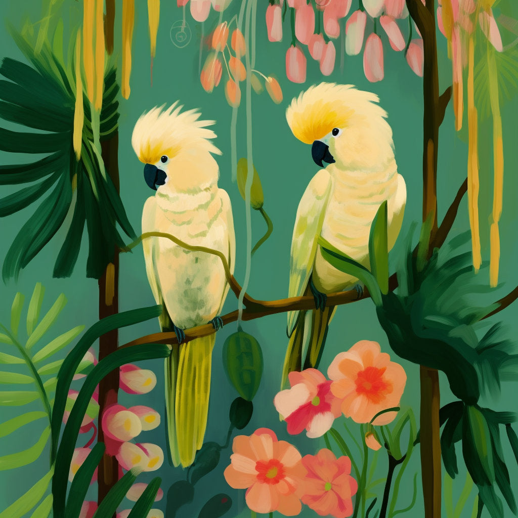 Vintage Style Gold White Cockatoo Bird