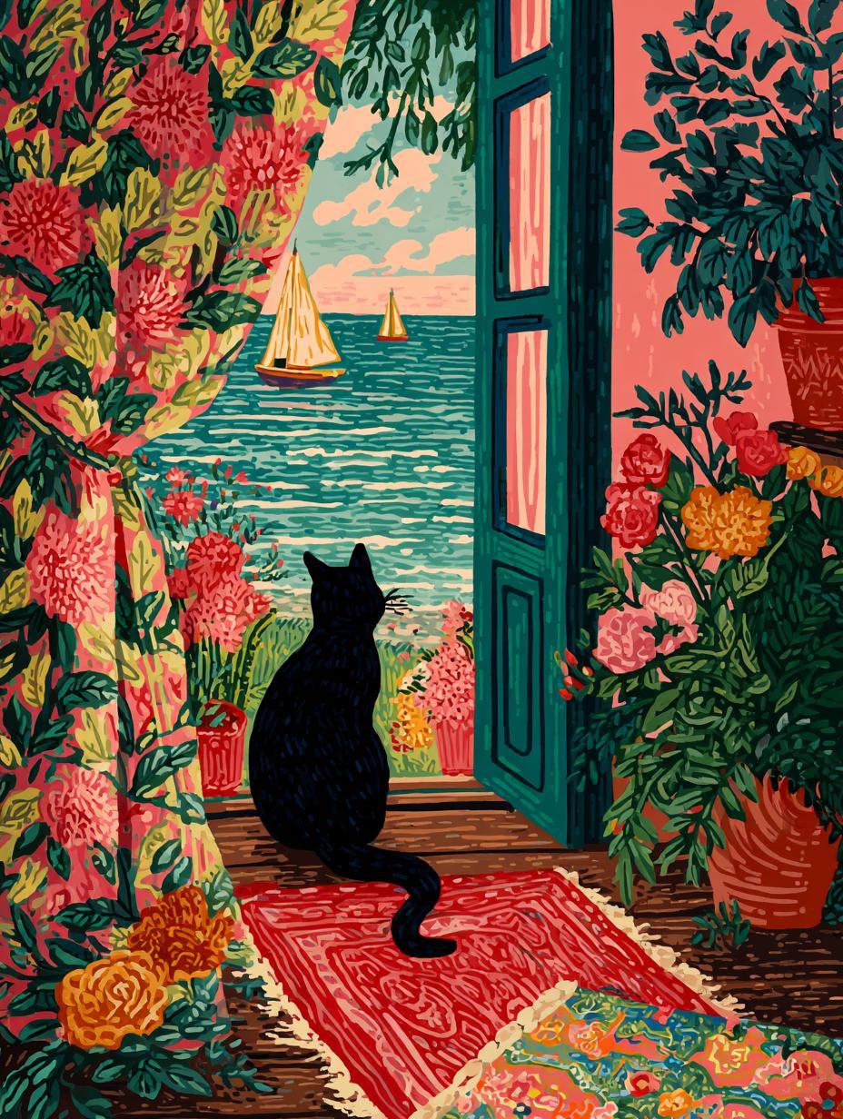 Cat vintage house