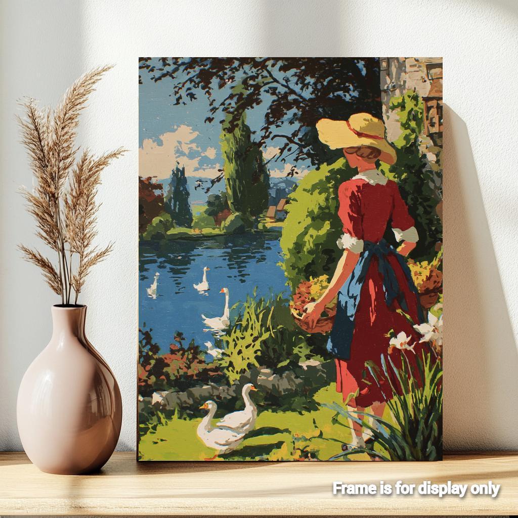 Lakeside Paint by numbers 1950s Era Vintage