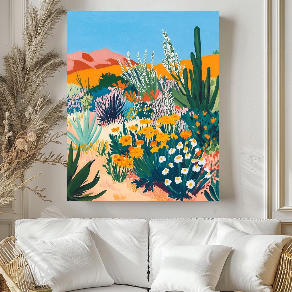 Desert Botanical West Texas Cactus Yucca Agave Roses,Vintage