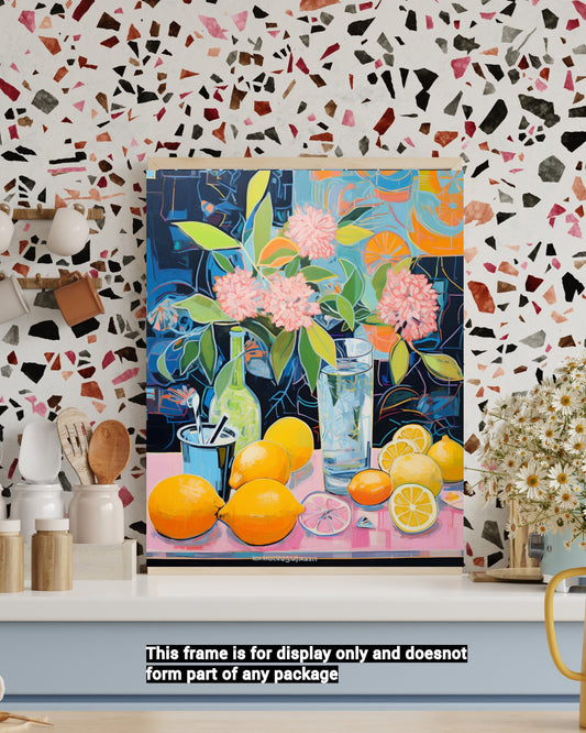 Lemons kept around glass sipper on table - Still Life