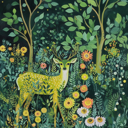 Contemporary Deer -Nature in Bloom Animal
