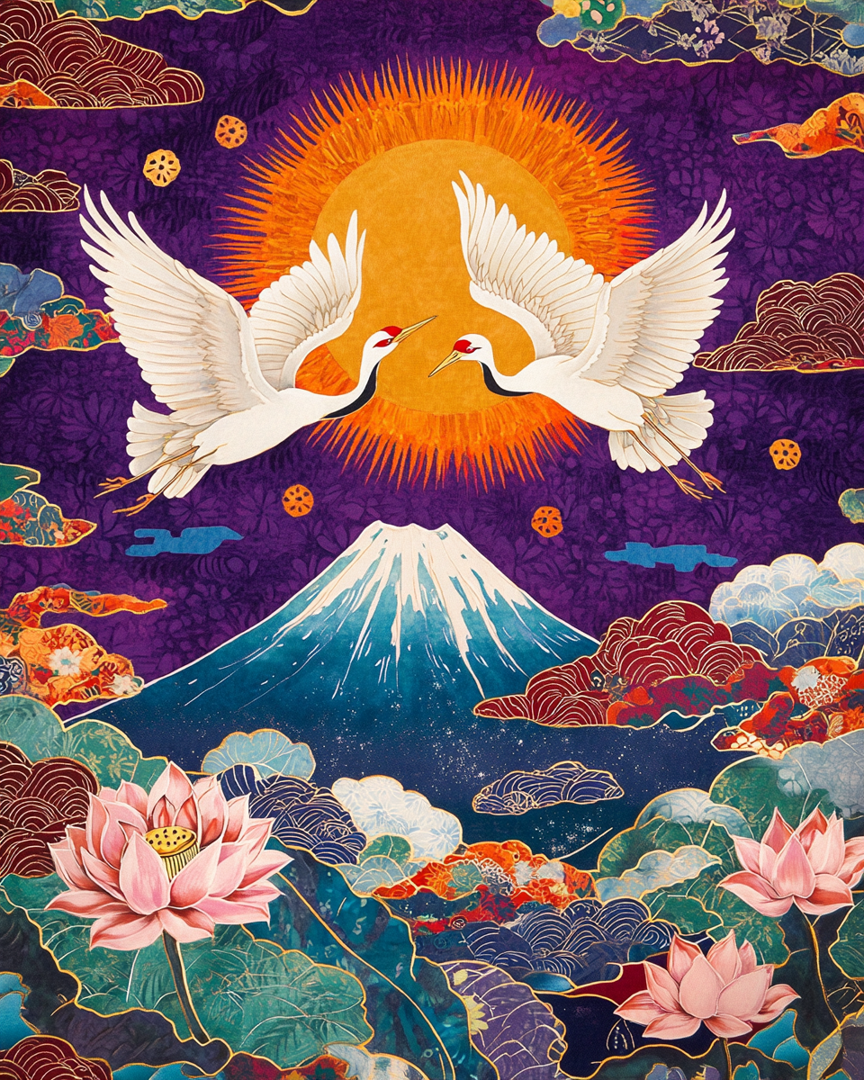 Diamond Painting Mount Fuji Cranes