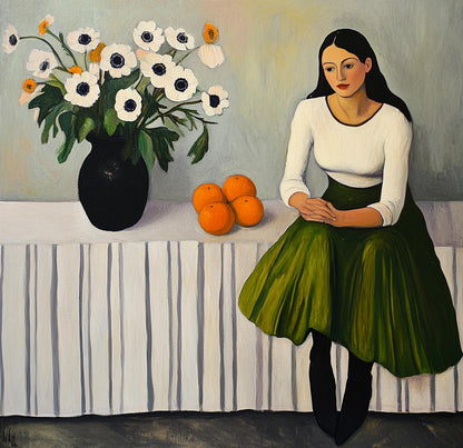Woman In Green-skirt