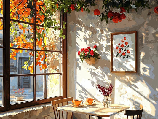 Cozy Morning Cafe European Landscape
