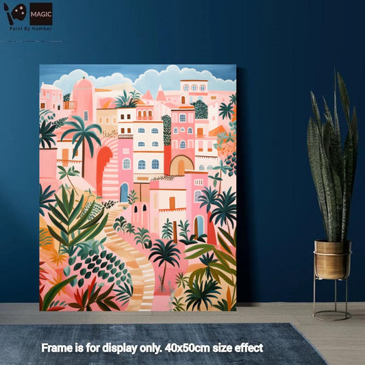 City Landscape with Palm Trees