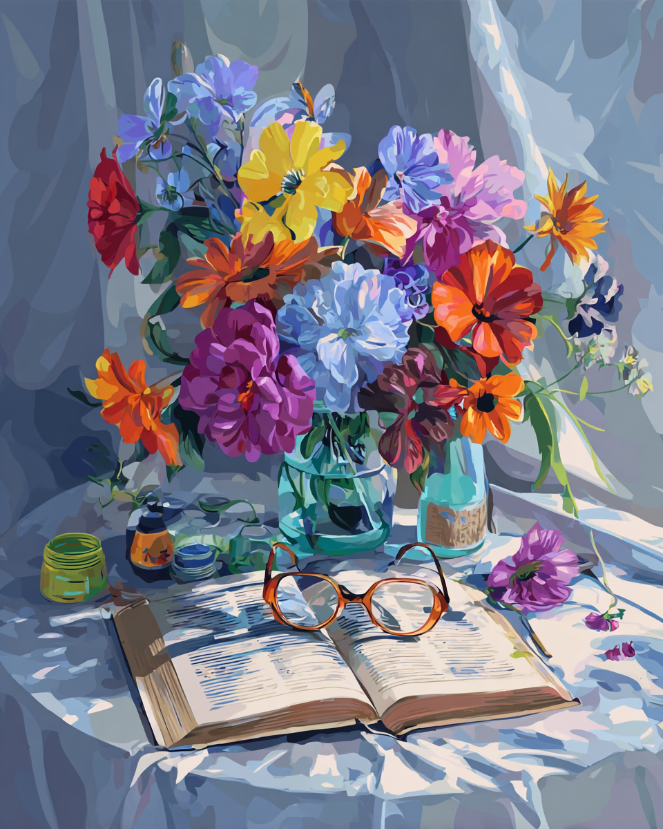 Paint By Numbers Kit - Modern Still Life Flower Vase Canvas Painting Kit with Acrylic Paint Set