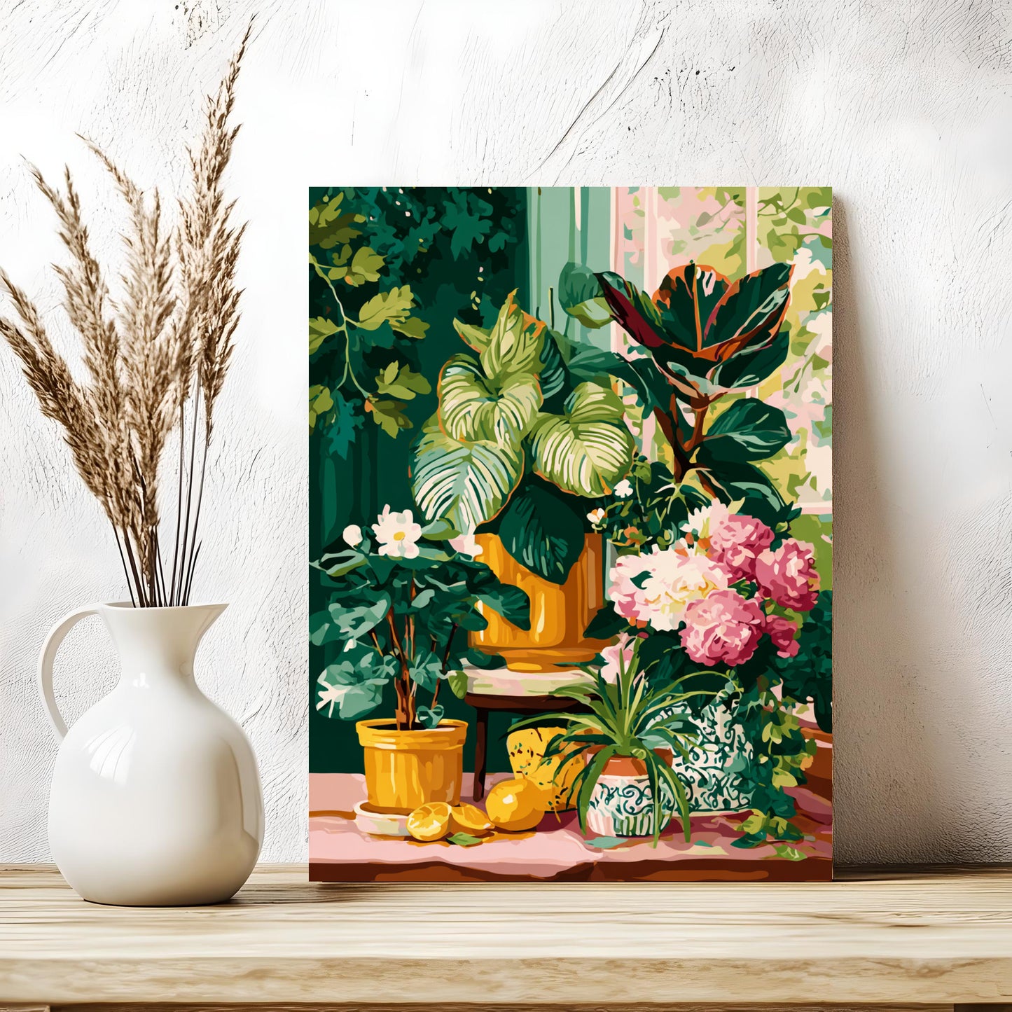 Paint By Numbers Kit | Houseplant Art Set With Acrylic Paint Set & DIY Wall Art Kit
