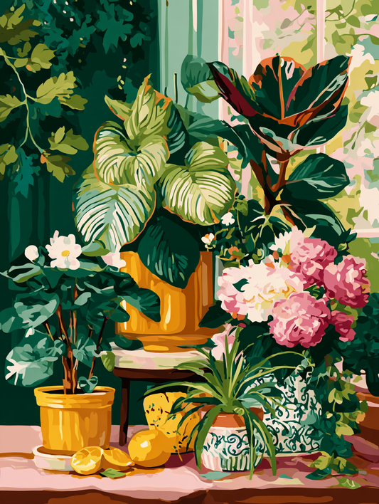 Paint By Numbers Kit | Houseplant Art Set With Acrylic Paint Set & DIY Wall Art Kit