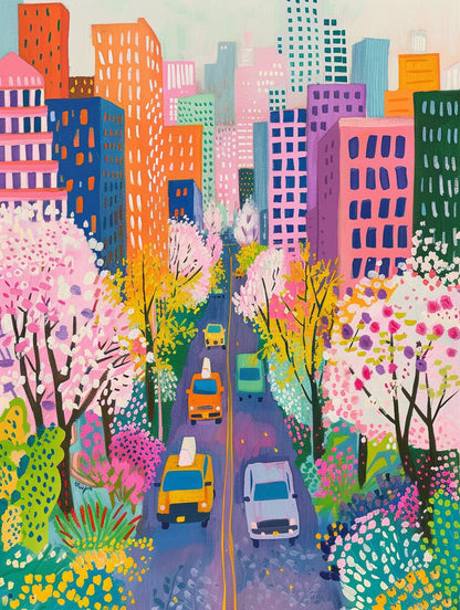 New York City Cherry Blossom Landscape