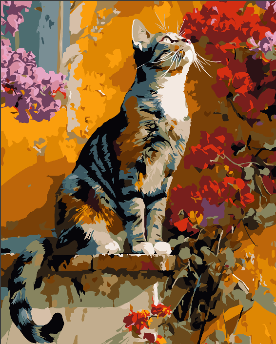 Colorful Cat Cushion Lounging