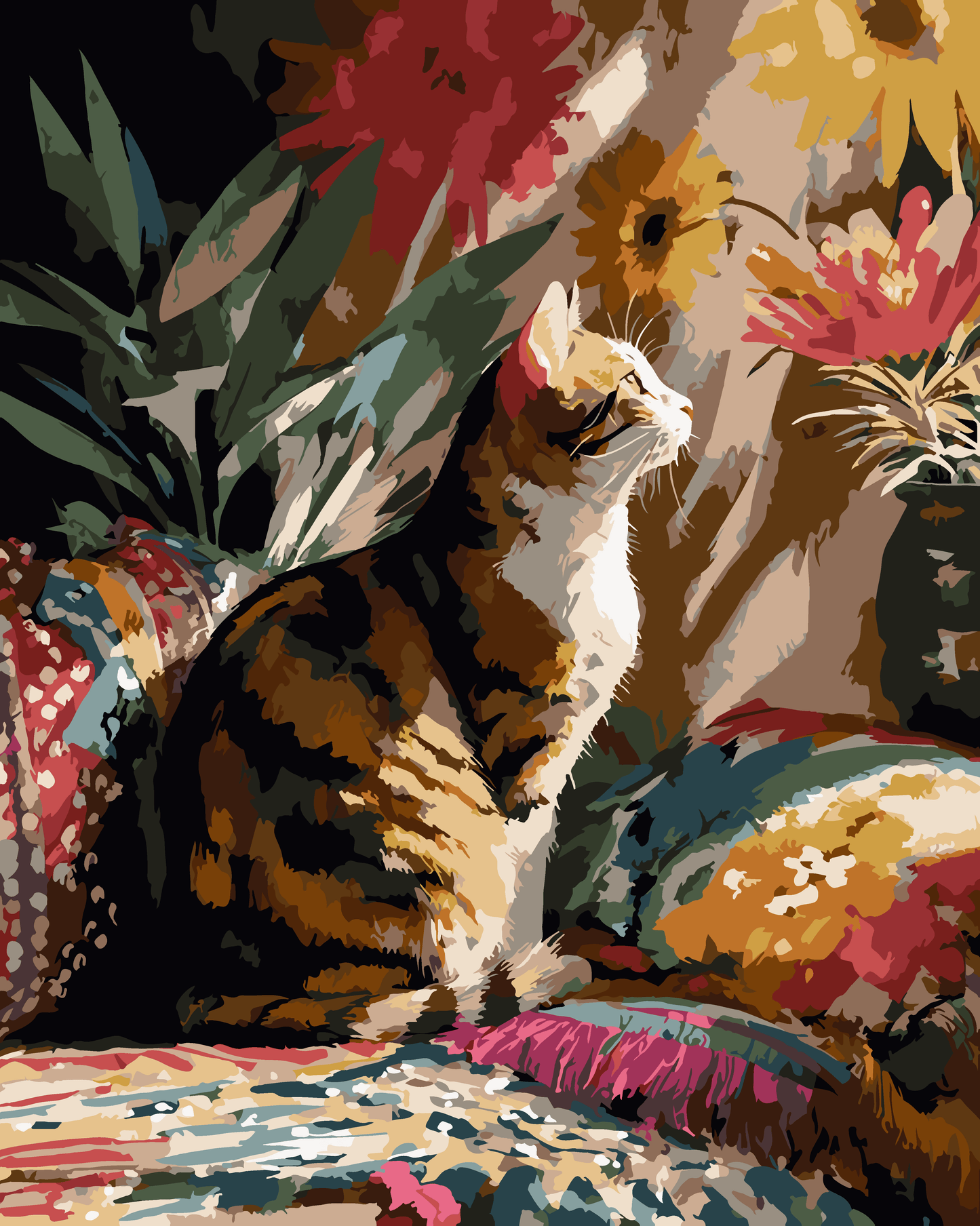 Cozy cat lounging in the sun