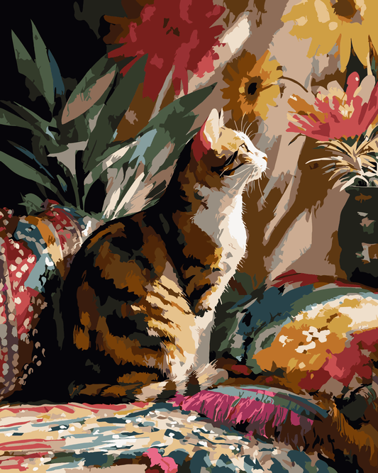 Cozy cat lounging in the sun