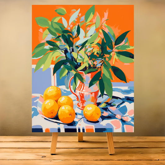 Abstract Orange & Leaf -Still Life paint by numbers