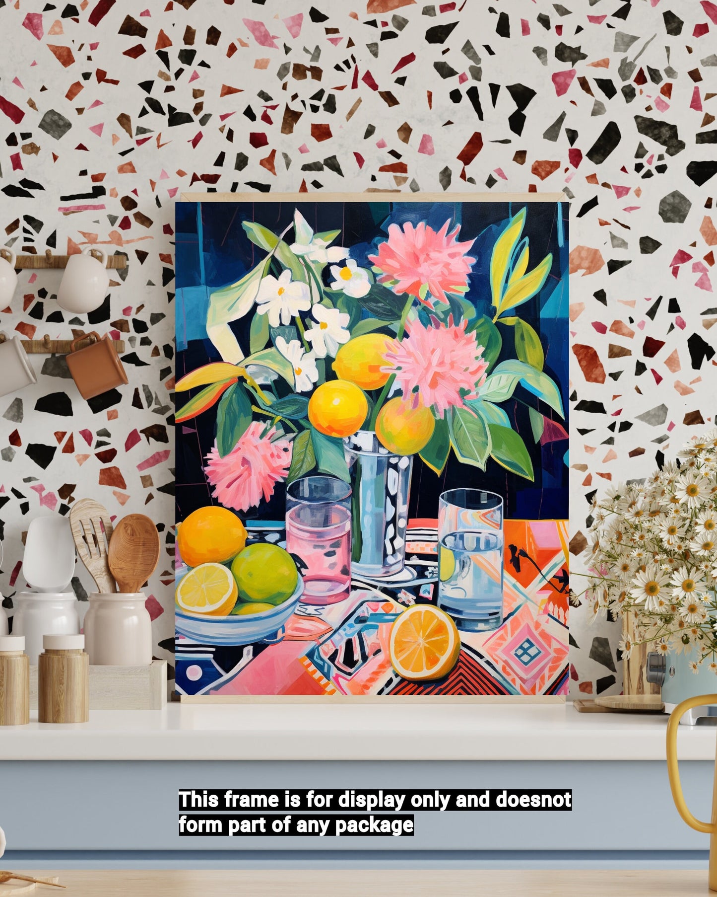 Still Life Pink White Lemons - Kitchen Decor
