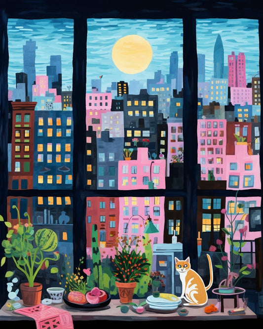 Cat In Cityscape