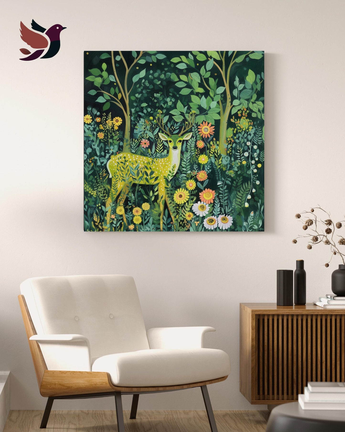 Contemporary Deer -Nature in Bloom Animal