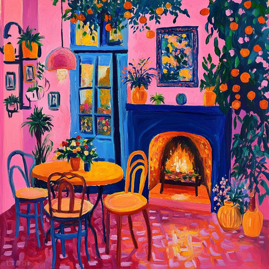 Cozy Fireplace Café