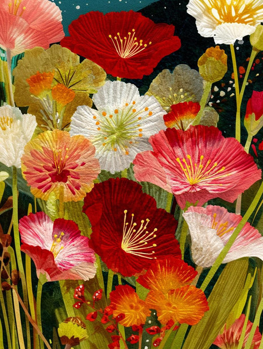 a painting of a bunch of flowers in a vase