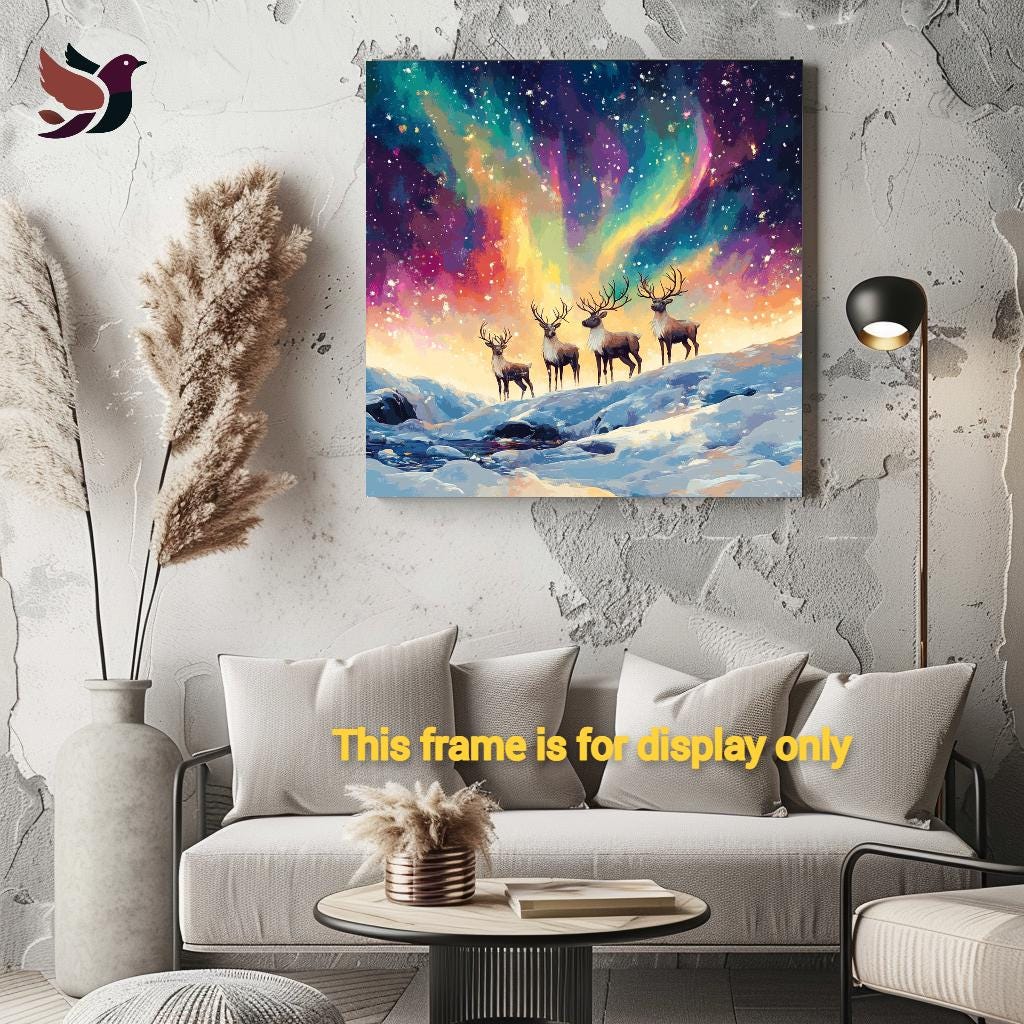 Reindeer northern lights Christmas