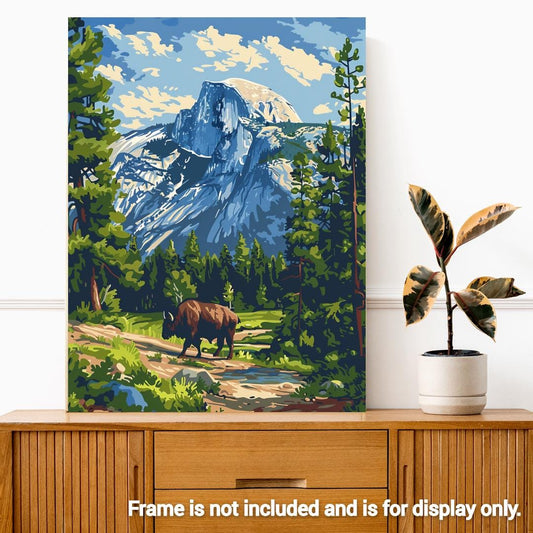 Yosemite Half Dome in Moon Light,National Park,Mountain Valley River Forest Landscape