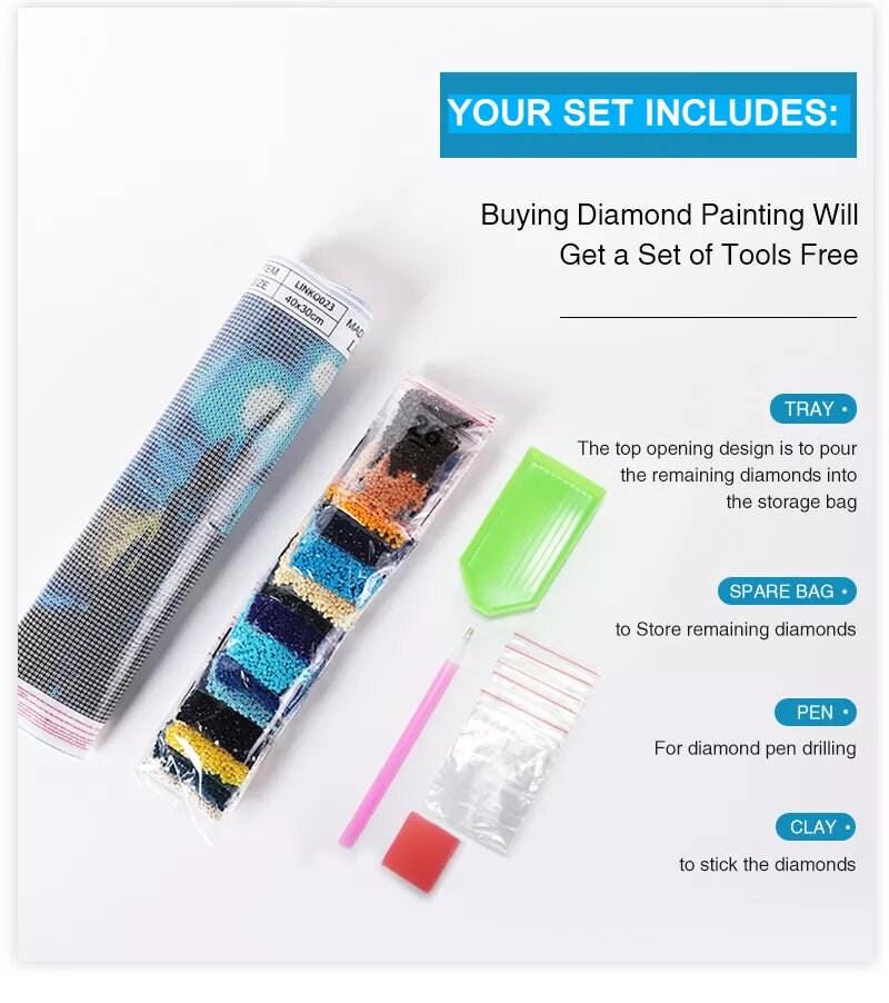 a package of diamond painting will get a set of tools free